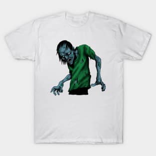 horror rainbow zombie in graveyard scary design T-Shirt